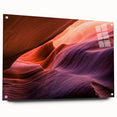 Acrylic print of Antelope Canyon in Arizona showing layered rock formations in red and orange tones.