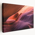 Antelope Canyon landscape on large stretched canvas, featuring warm orange and red tones, suitable for kitchen wall art.
