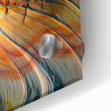 Mid-century modernist acrylic print of Arizona's Coyote Buttes in earth tones, ideal for dining room art.