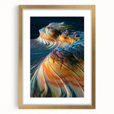 Extra large abstract art print of Arizona's Coyote Buttes in textured gold frame, ideal for living room decor.