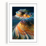 Abstract art print of Coyote Buttes in Arizona, featuring earthy red and orange tones on a white matted frame.