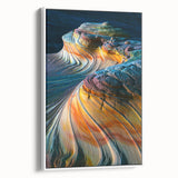 Vintage poster art of Arizona’s Coyote Buttes in vibrant colors on a large framed canvas, ideal for living room decor.