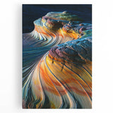 Black and white photograph of Arizona's Coyote Buttes on stretched canvas, ideal for kitchen wall art.