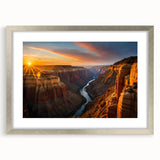 Textured art of the Grand Canyon in abstract style, with earthy red and orange hues, framed in silver, ideal for bedroom art.
