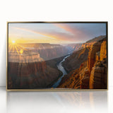 Large art print of the Grand Canyon in muted earth tones on a framed acrylic, ideal for modern art wall decor.