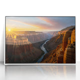 Framed acrylic print of the Grand Canyon in muted earth tones, ideal for modern art wall decor.