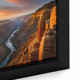 Extra large framed canvas featuring a textured depiction of the Grand Canyon in black with colorful art accents.