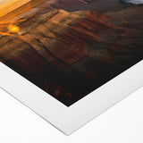 Art deco poster of the Grand Canyon in muted earth tones on rolled canvas, suitable for dining room decor.