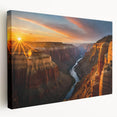 Grand Canyon landscape on stretched canvas, featuring earthy red and orange tones, ideal for kitchen wall art.