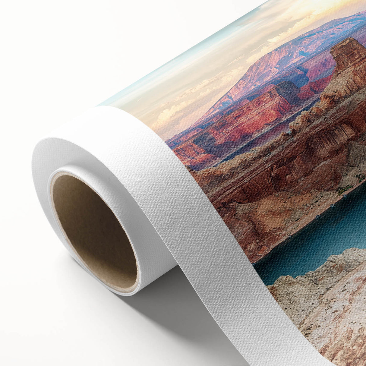 Art deco poster of Lake Powell in pastel shades on rolled canvas, suitable for nursery wall art.