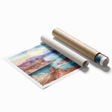 Extra large rolled print depicting Lake Powell, Arizona in muted earth tones, suitable for classy bathroom wall art.