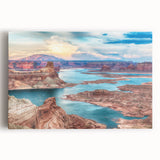 Black and white photograph of Lake Powell on stretched canvas, ideal for kitchen wall art.