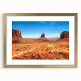 Extra large framed print of Monument Valley in textured earth tones, ideal for living room decor.