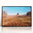 Large abstract wall art depicting Monument Valley in muted earth tones on a framed acrylic.