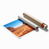 Monument Valley landscape on extra large rolled print, featuring earthy red and orange tones.