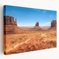 Monument Valley landscape on large stretched canvas, featuring warm earth tones, ideal for kitchen wall art.