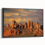 Black and white framed canvas of Sedona landscape, ideal for bedroom wall art.
