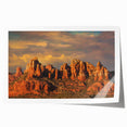 Sedona, Arizona landscape on rolled print with red rock formations and vibrant blue sky.