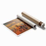 Extra large rolled print of Sedona, Arizona scenery with vibrant red and orange tones, ideal for classy bathroom wall art.