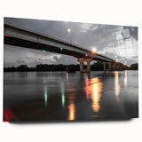 Large abstract wall art of Arkansas scenery in muted earth tones on acrylic glass, ideal for bedroom or dining room decor.