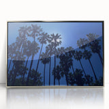 Mid-century modernist art depicting the Beverly Hills scenery in muted earth tones on a framed acrylic print.