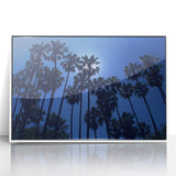 Acrylic print of Beverly Hills scenery in art deco style with a white frame, suitable for modern nursery decor.