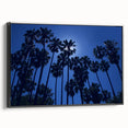 Black and white framed canvas of Beverly Hills landscape, ideal for bedroom wall art in vintage poster style.