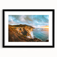 Abstract art print of Big Sur in vibrant colors on a textured, extra large canvas, ideal for living room decor.