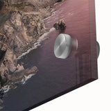 Large abstract wall art depicting a mid-century modernist California Catalina scenery in muted earth tones on acrylic glass.