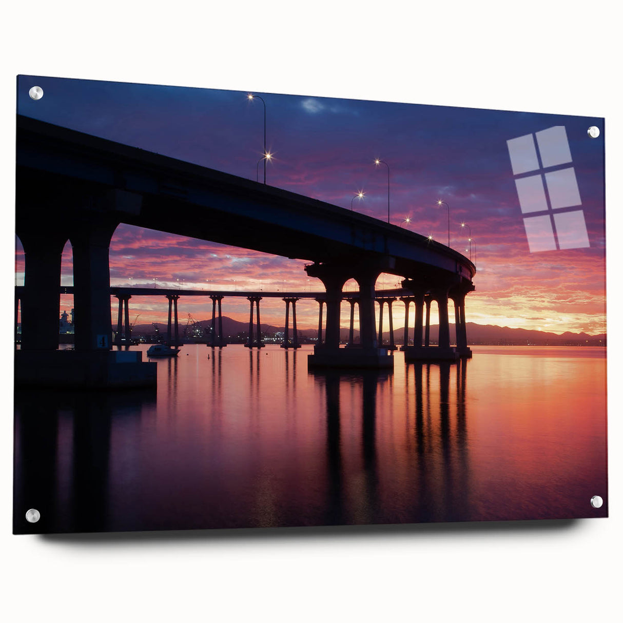 Acrylic print of a large abstract depiction of Coronado, California in muted earth tones.