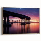 Framed canvas depicting a vintage-style California landscape in black and gold tones, ideal for bedroom wall art.