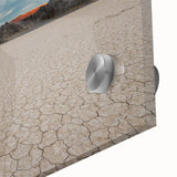 Mid-century modernist large abstract art print of Death Valley on acrylic glass, ideal for dining room art.