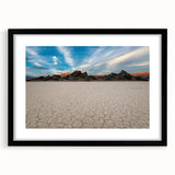 Extra large abstract art print of Death Valley with vibrant colors and textured details on a framed black mat.