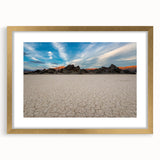 Extra large wall art depicting an abstract interpretation of Death Valley in textured earth tones, framed in gold.