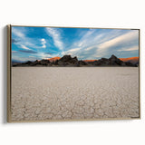 Framed canvas of Death Valley landscape in muted earth tones, ideal for bedroom wall art.