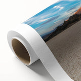 Art deco poster of Death Valley scenery in muted earth tones on rolled canvas, ideal for dining room wall art.