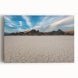 Black and white stretched canvas of Death Valley landscape, ideal for kitchen wall art.
