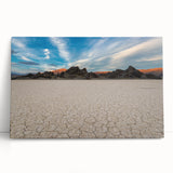 Black and white stretched canvas of Death Valley for kitchen wall art, featuring expansive desert landscape.