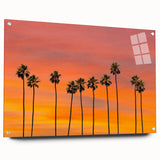Acrylic print of a large abstract depiction of the Hollywood, California skyline in muted earth tones.