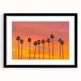 Abstract art print of Hollywood, California, featuring textured, colorful strokes on a large black-framed canvas.