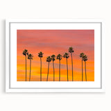 Abstract art print of Hollywood, California in muted gray and blue tones on a white-framed poster.