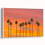 Vintage poster art of Hollywood, California in colorful tones on a large framed canvas, ideal for living room decor.