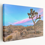 Joshua Tree landscape on large stretched canvas, featuring earthy tones, ideal for kitchen wall art.