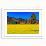 Abstract art print of Napa Valley with muted earth tones on a white framed canvas, ideal for dining room decor.