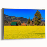 Framed canvas depicting a vintage-style landscape of Napa Valley with colorful art on a black background.