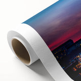 Art Deco poster of Sacramento skyline in pastel shades on rolled canvas, ideal for nursery wall art.