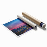 Extra large rolled print of Sacramento scenery with vibrant floral elements, ideal for classy bathroom wall art.
