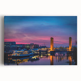 Black and white abstract depiction of Sacramento on stretched canvas, ideal for kitchen wall art.