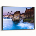 Black and white framed canvas of San Diego landscape, ideal for bedroom wall decor.