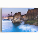 Black and white photo of San Diego skyline on large stretched canvas, ideal for kitchen wall art.